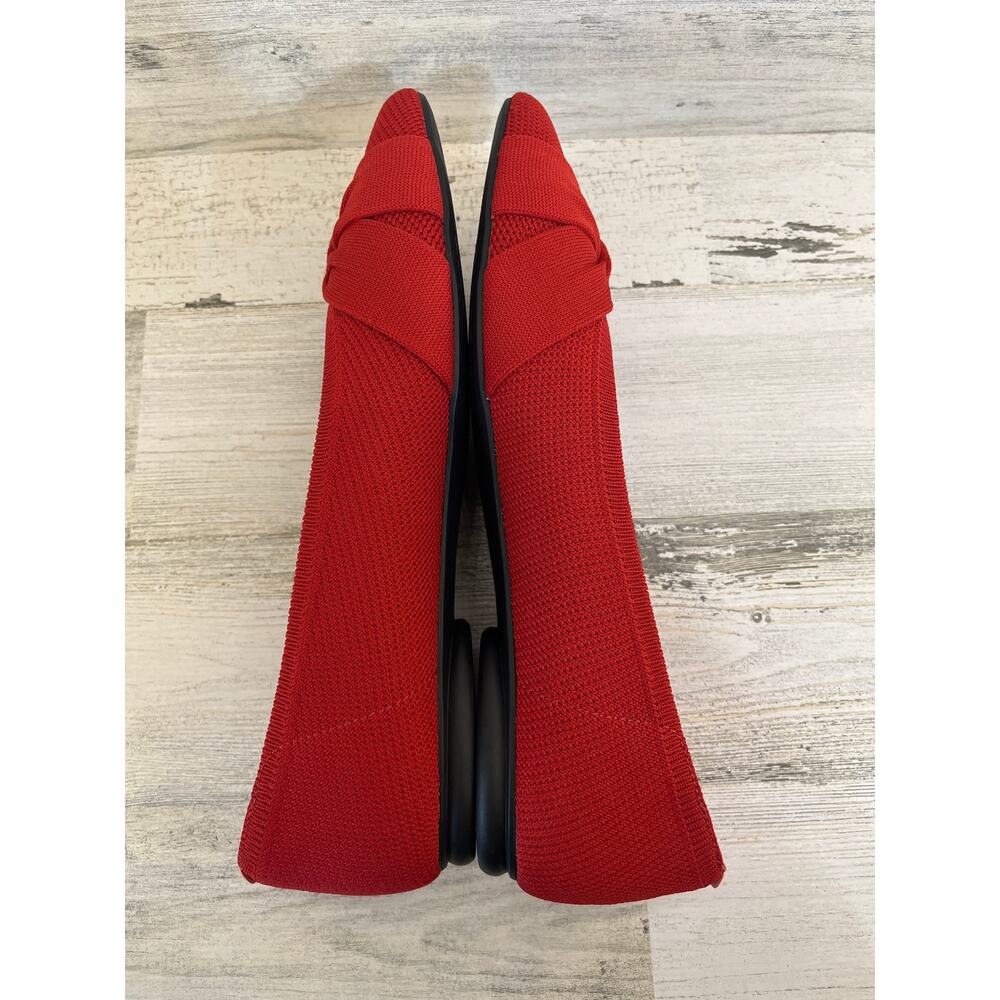 Knot-Front Pointed Knit Ballet Flats in Red - Picture 5 of 9